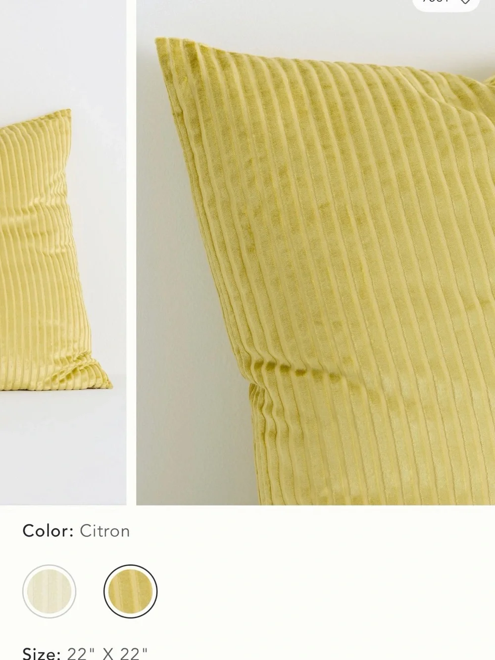 Anthropologie Fiona citron velvet Throw Pillow BNWT 22x22